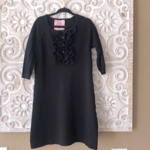 EUC GIRLS S BLACK DRESS RUFFLE FRONT perfect for funeral, formal, soft & cozy